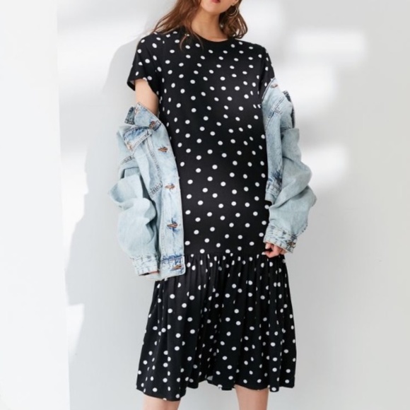 urban outfitters polka dot midi dress